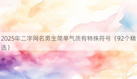 2025年二字网名男生简单气质有特殊符号（92个精选）
