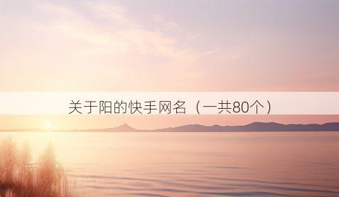 关于阳的快手网名（一共80个）