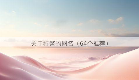 关于特警的网名（64个推荐）