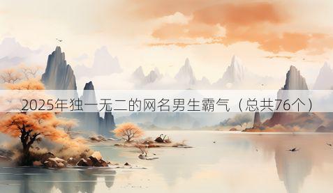 2025年独一无二的网名男生霸气(总共76个)