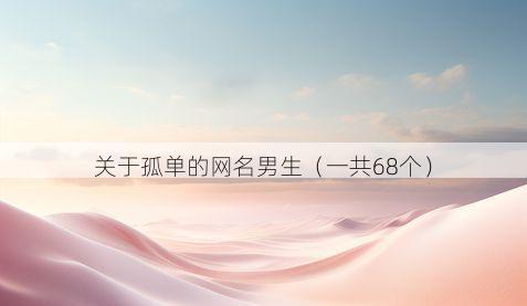关于孤单的网名男生(一共68个)