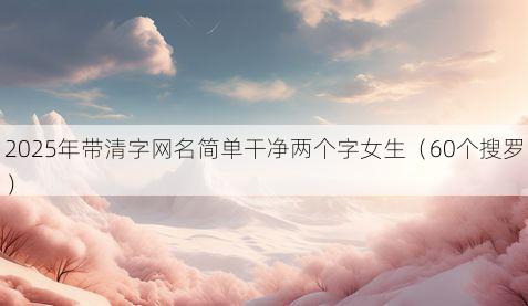 2025年带清字网名简单干净两个字女生（60个搜罗）
