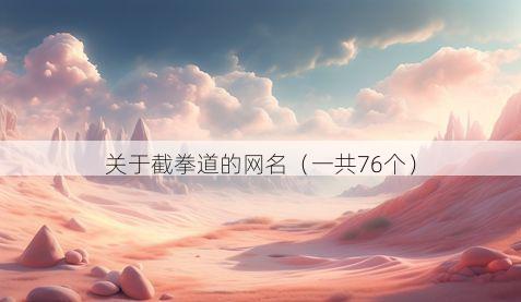 关于截拳道的网名（一共76个）