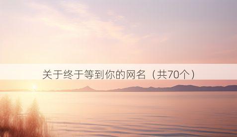 关于终于等到你的网名（共70个）