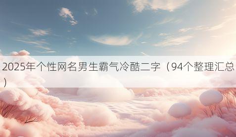 2025年个性网名男生霸气冷酷二字(94个整理汇总)