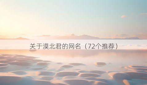 关于漠北君的网名(72个推荐)