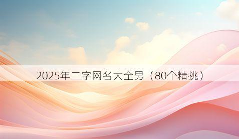 2025年二字网名大全男（80个精挑）