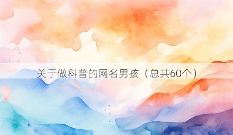 关于做科普的网名男孩(总共60个)
