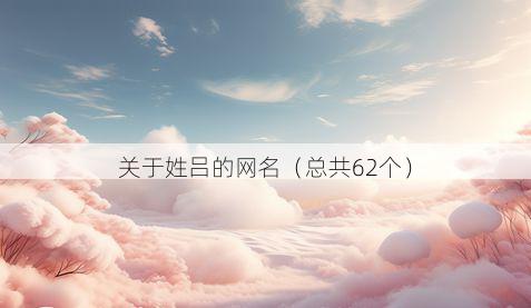 关于姓吕的网名(总共62个)
