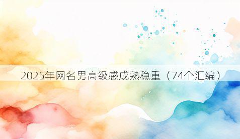 2025年网名男高级感成熟稳重(74个汇编)