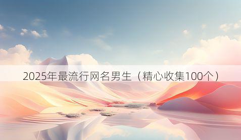 2025年最流行网名男生（精心收集100个）